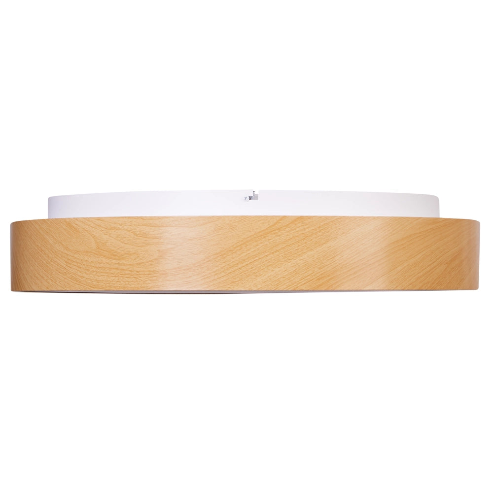 Plafoniera in metallo con luci LED integrate di forma rotonda con dimmer telecomando legno  moderna illuminazione