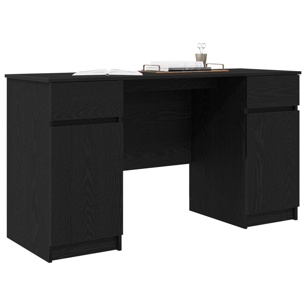 Scrivania  Nero Rovere 140x49x76 cm Legno ingegnerizzato