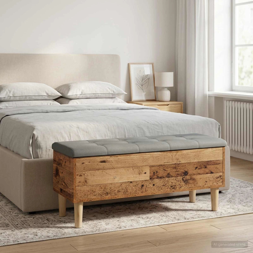 Panchina con Cuscino Legno antico 102 x 42 x 46 cm 8017749