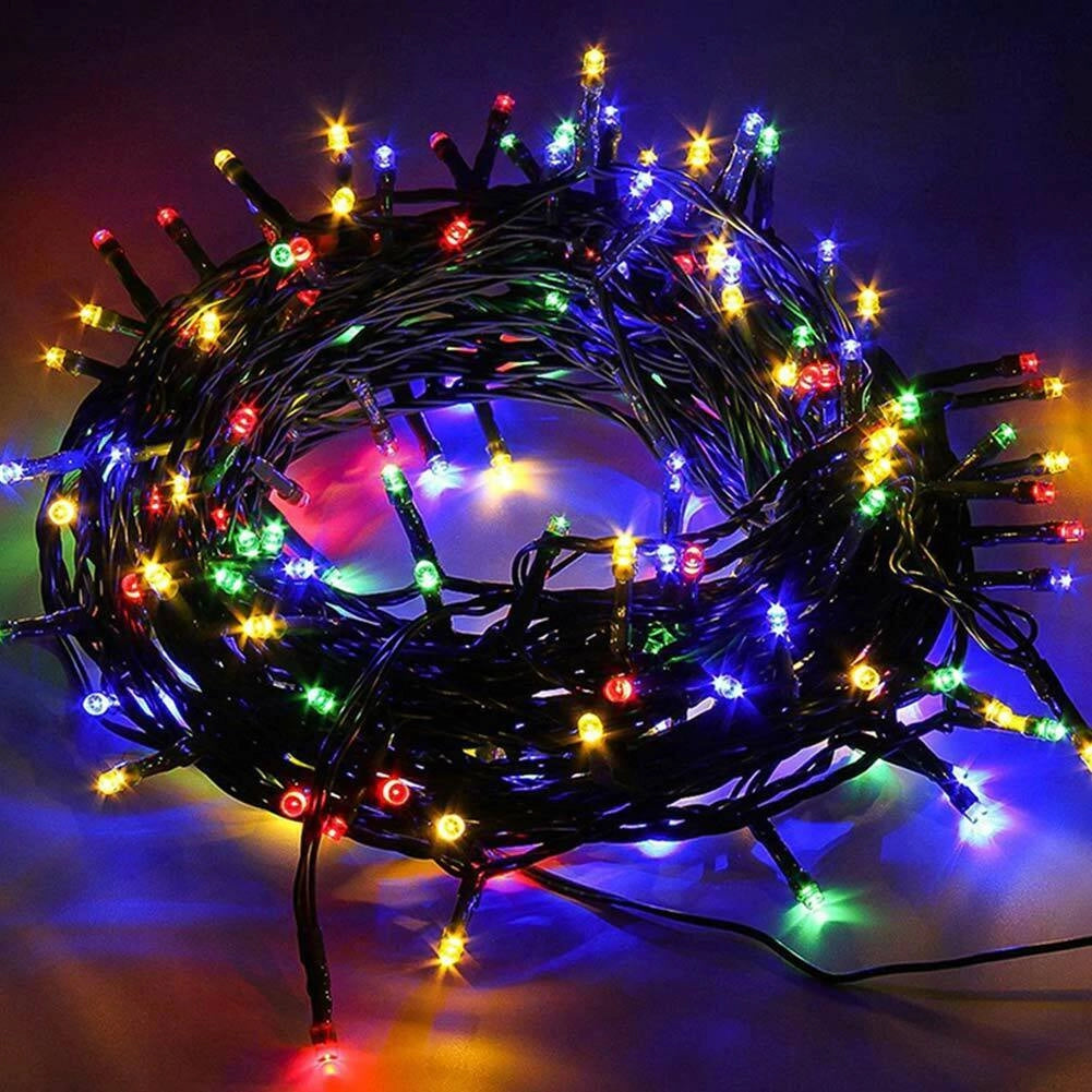 Catena Luminosa 300 Luci LED Lucciole Multicolore Controller 8 Funzioni Esterno