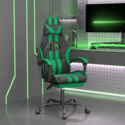 Sedia da Gaming Girevole con Poggiapiedi Nero Verde Similpelle 349534