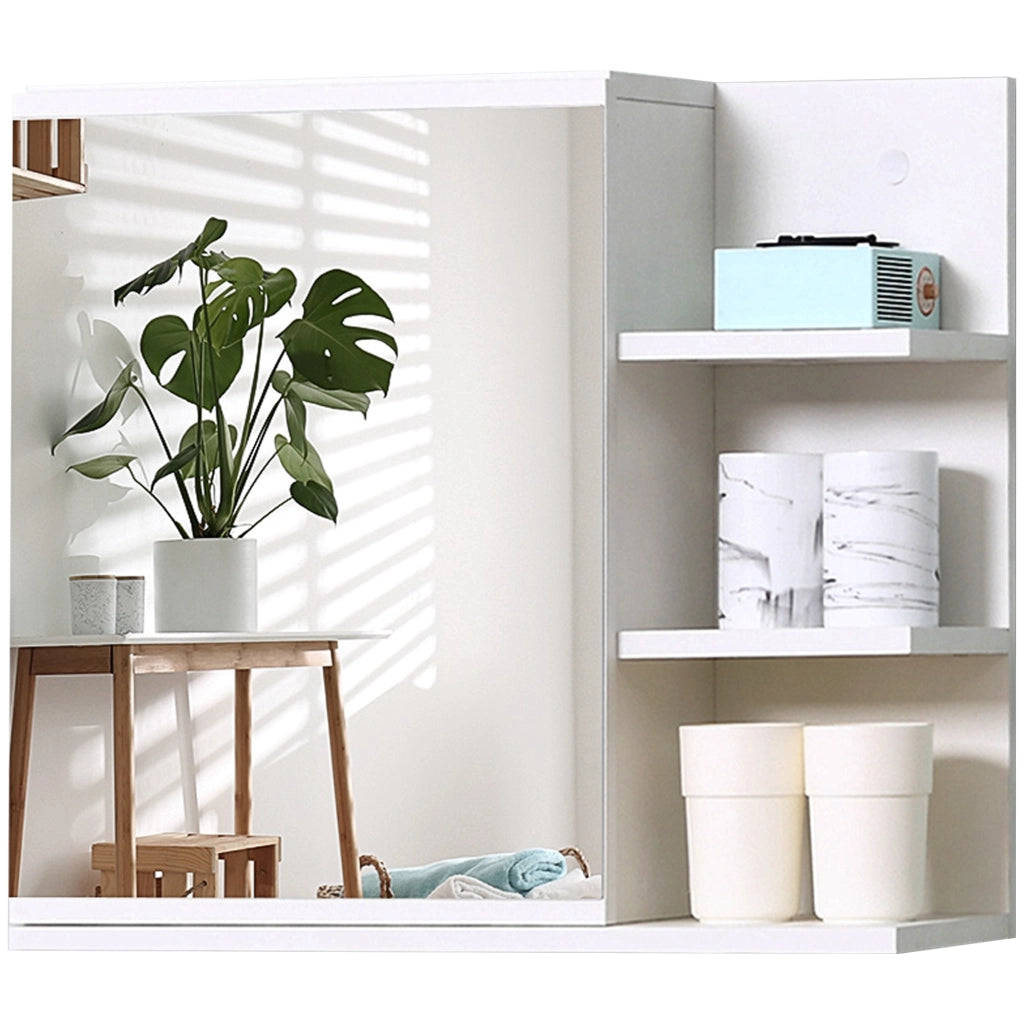 Specchiera Bagno con Anta e Ripiani ¨C Zephmum ¨C Bianco Legno 60x18x50cm