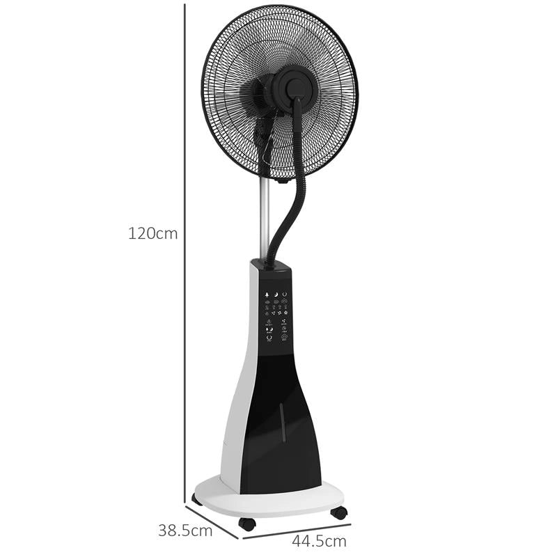 VENTILATORE NEBULIZZATORE CON SERBATOIO 3L 3 MODALITÀ E 3 VELOCITÀ 44.5X38.5X120 CM BIANCO E NERO