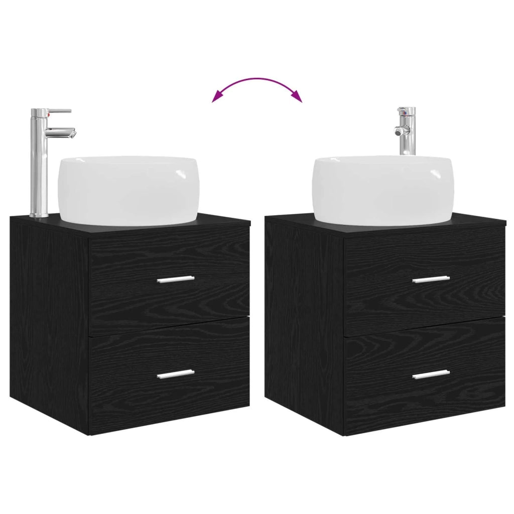 Set di mobili per il bagno 2 pz Rovere Nero 3404001