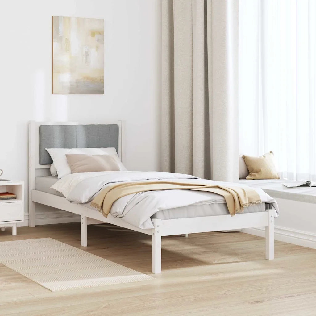 Letto con Testiera Rivestita Grigio chiaro 75 x 190 cm