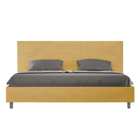 Letto Matrimoniale King Size 200x210 cm con Rete Imbottito in Microfibra Mika Ocra