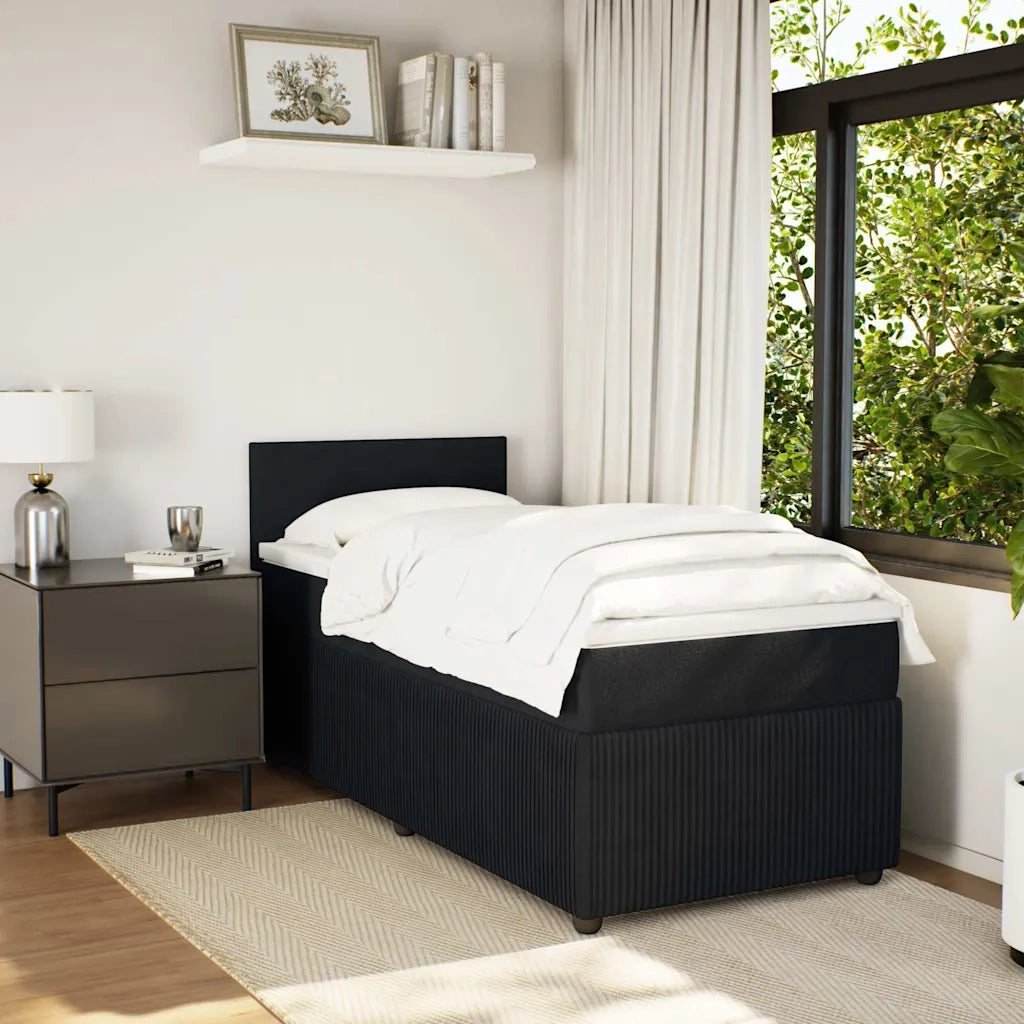 Giroletto a Molle con Materasso Nero 90x190 cm in Velluto