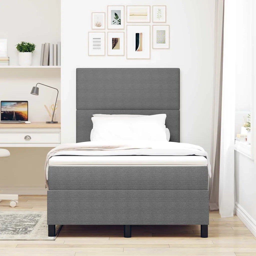 Letto a molle con testiera Grigio chiaro e bianco 120 x 190 cm 3337547