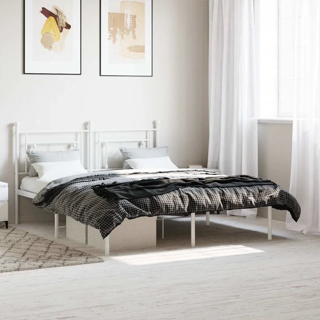 Giroletto con Testiera-Struttura Letto con testiera Metallo Bianco 160x200 cm 548036