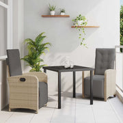 Set da Pranzo per Giardino con cuscino 3 pcs Beige polyrattan 3380337