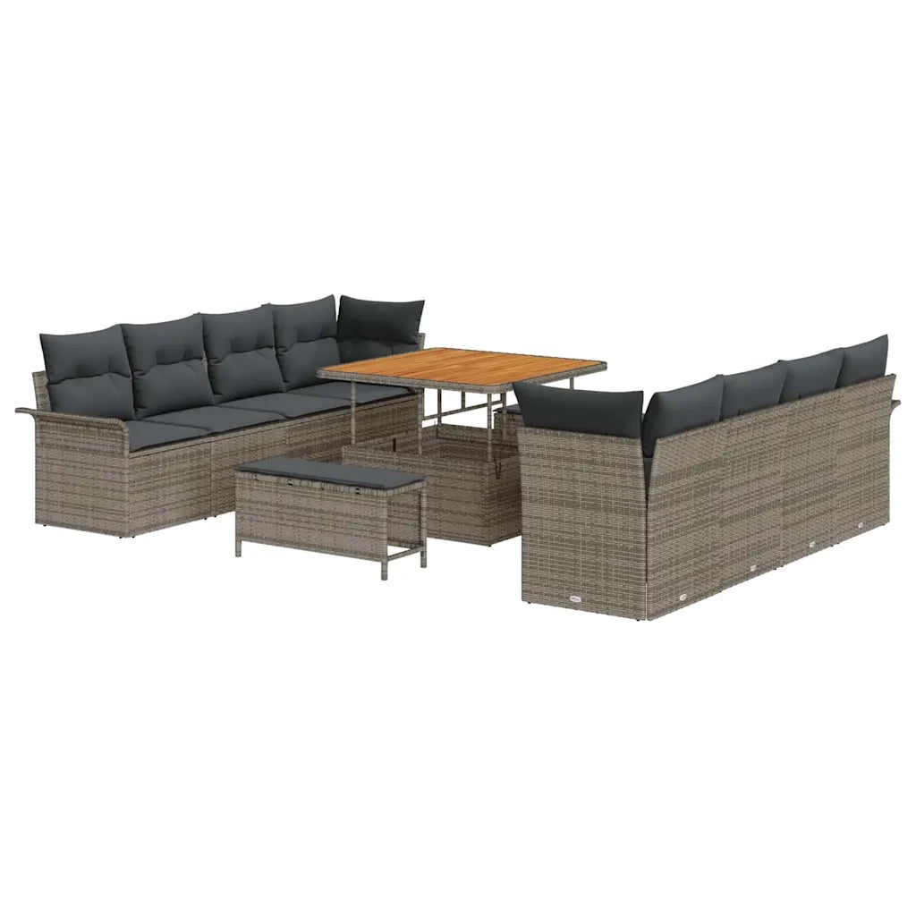 Set Divano da Giardino con cuscino con cuscino 11 pcs Grigio