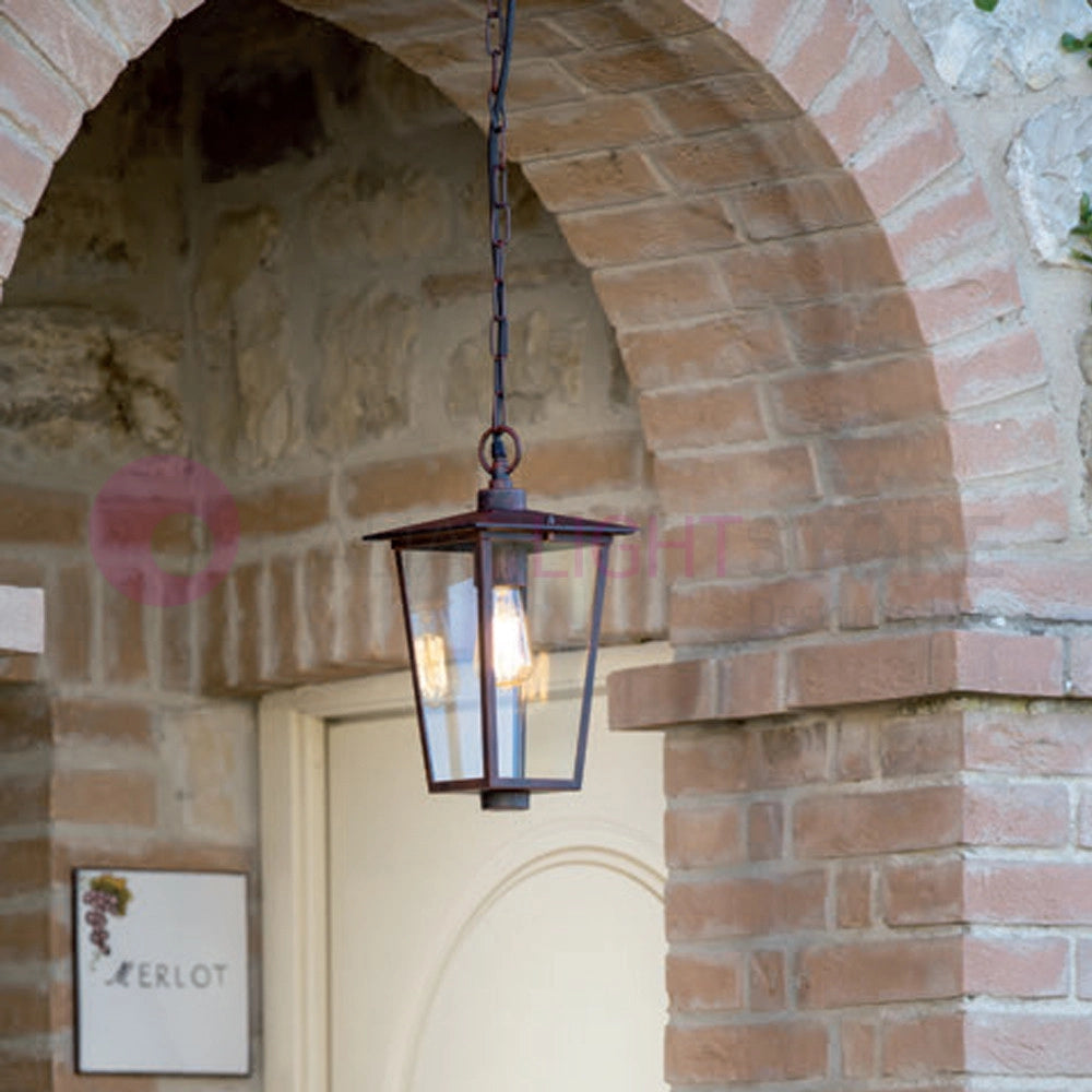 RIBOT RUGGINE Sospensione Lanterna per Esterni Design Classico