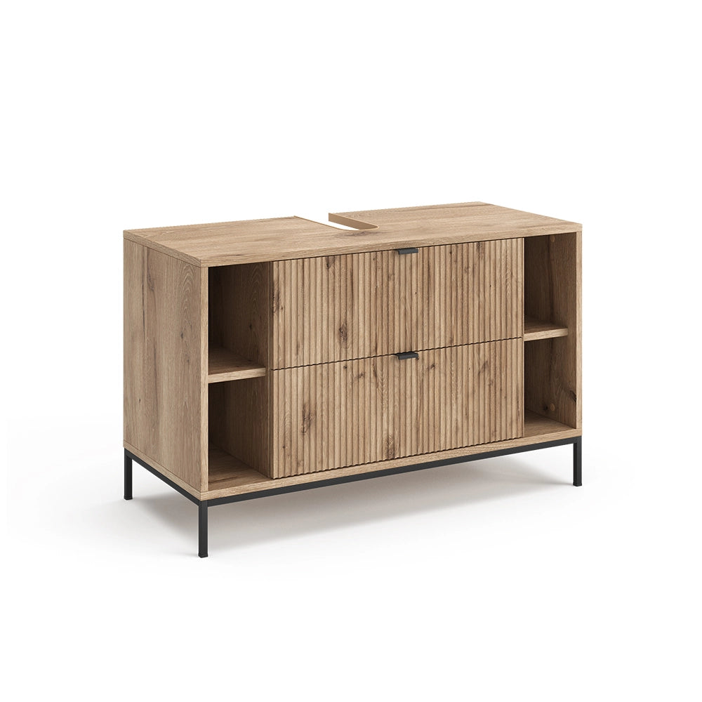 Vicco Mobile sottolavabo per bagno Quercia vichinga 100 x 63 cm Con 2 cassetti estraibili