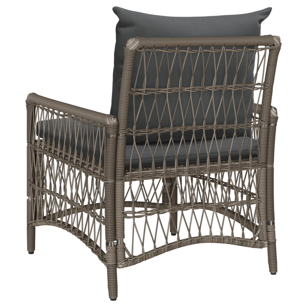 Poltrona da Giardino con Cuscini Grigia in Rattan Sintetico