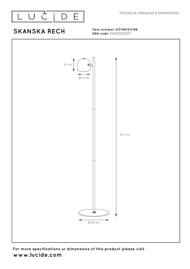 Lampada da terra SKANSKA LED IP44 caffè nero Lucide