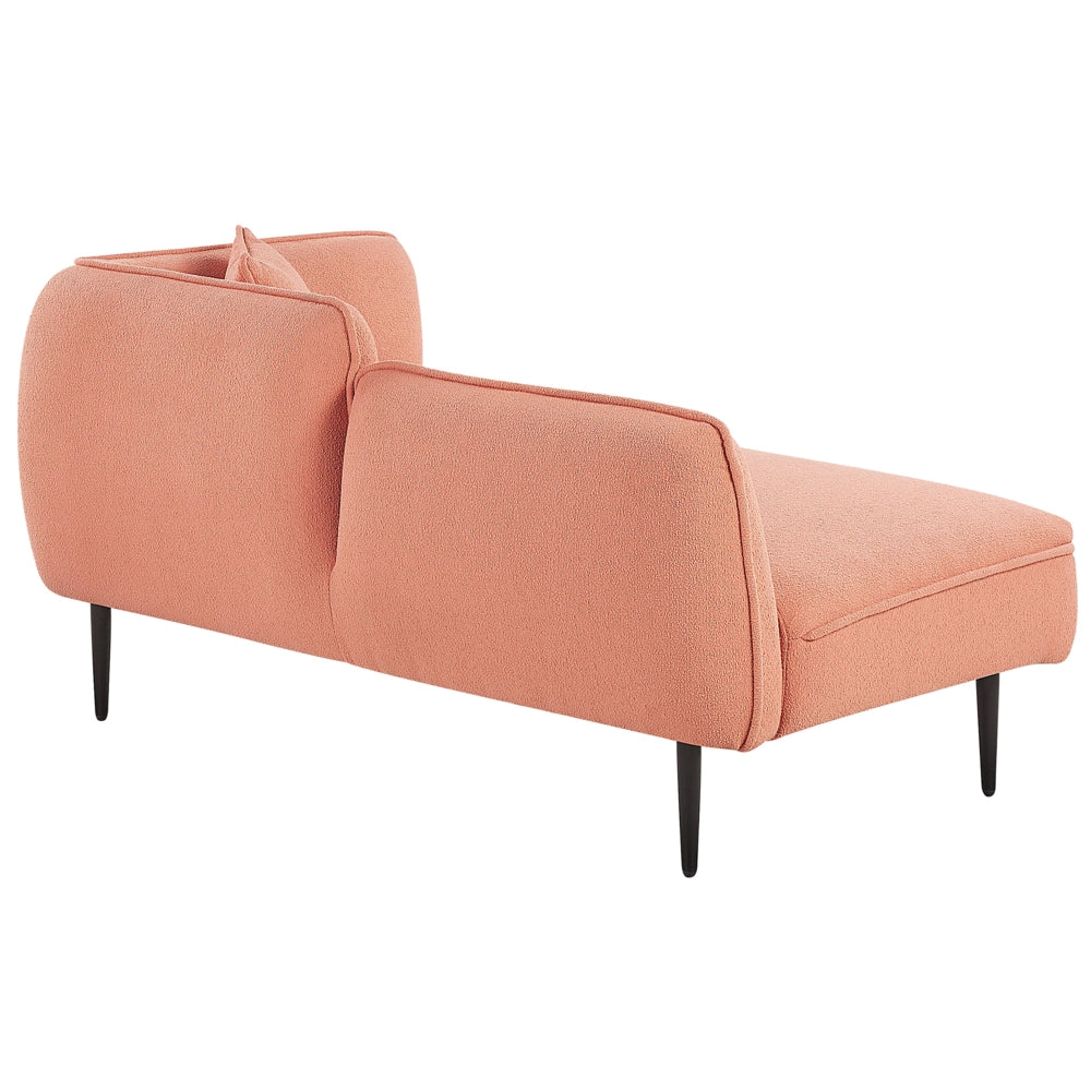 Chaise longue Destra in poliestere rosa pesca con cuscino e gambe metallo da salotto