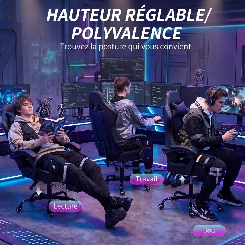 Poltrona Gaming Ergonomico ¨C Minimal ¨C Massaggiante, Reclinabile, Nero