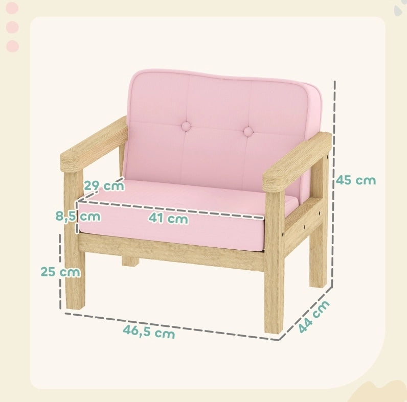 Poltroncina rosa per bambini con rivestimento effetto velluto