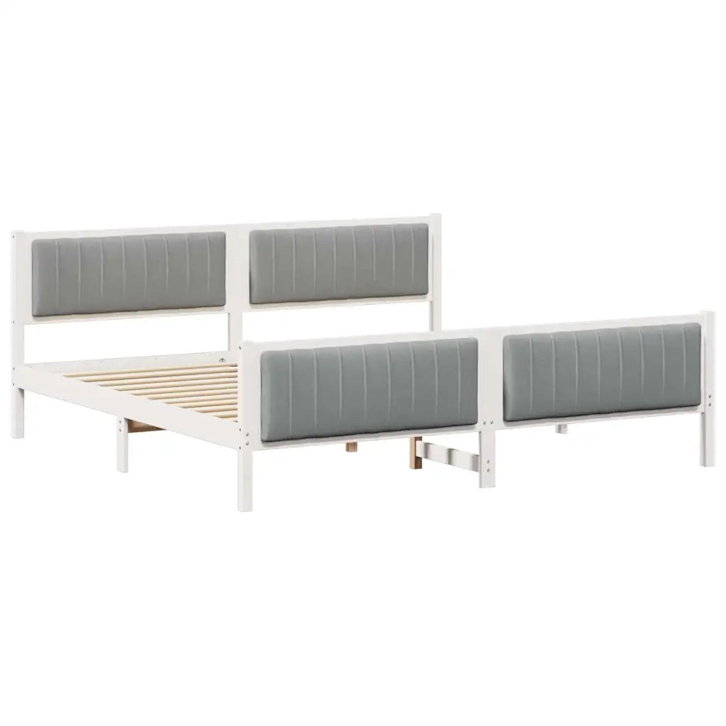 Struttura del letto-Giroletto-Rete del Letto Bianco e grigio chiaro 200 x 200 cm 717060