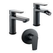 Tris rubinetti miscelatori bidet lavabo doccia incasso linea africa nero opaco