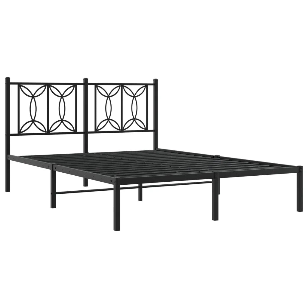 Giroletto con Testiera-Struttura Letto con testiera in Metallo Nero 135x190 cm 595395