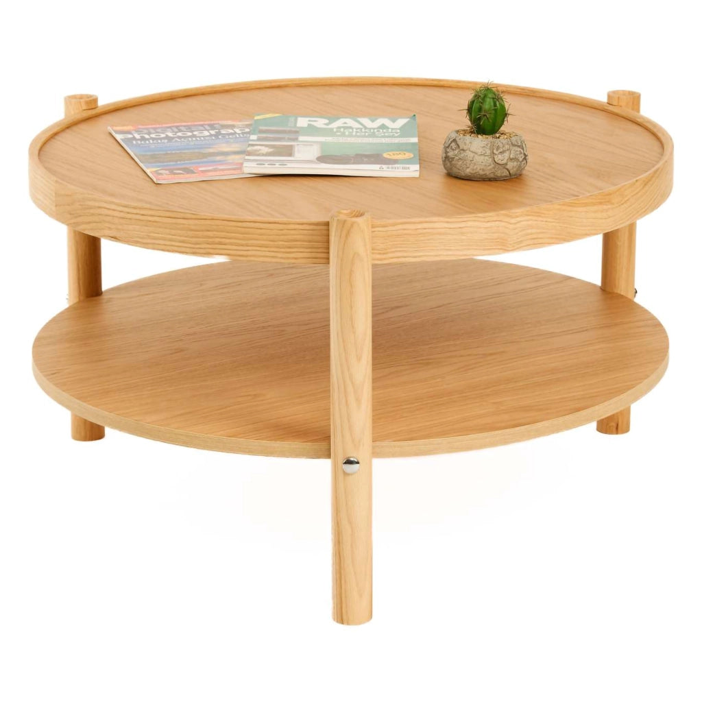 Crova, Tavolino da Salotto un Vano, 80x80x48h cm Marrone Rovere