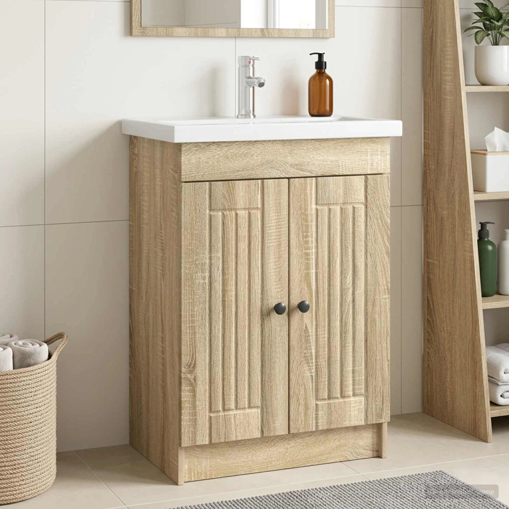 Mobiletto da bagno sotto il lavello Rovere Sonoma 890036