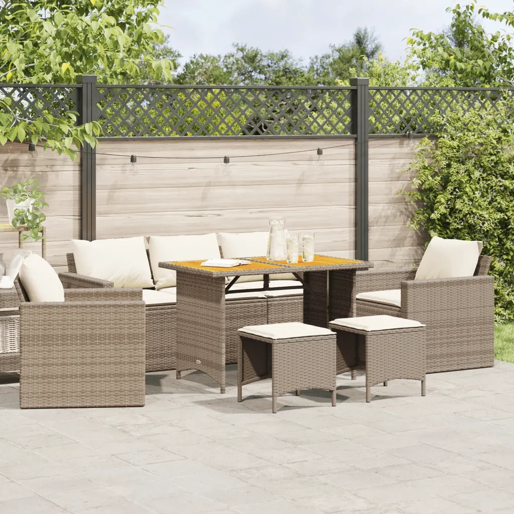 Set Divano da Giardino 6 pz con Cuscini Beige in Polyrattan 3213558