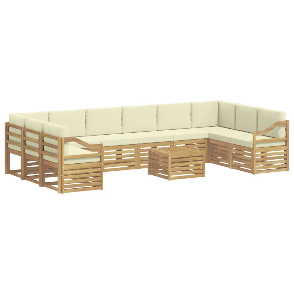 Set di divani da esterno 11 pcs Bianco e Crema Poliestere 3392640