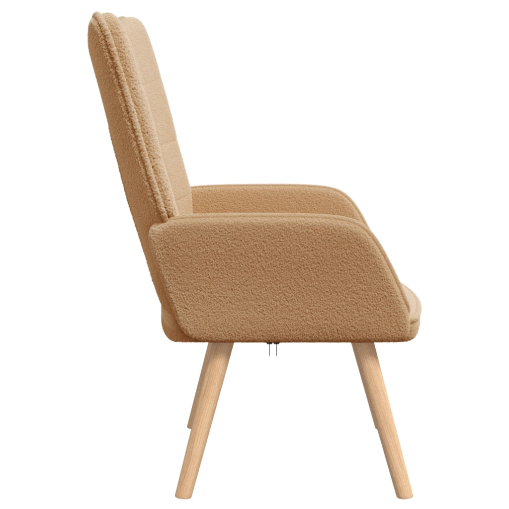 Poltrona Rilassante  Beige in Tessuto Simil Lana Riccia
