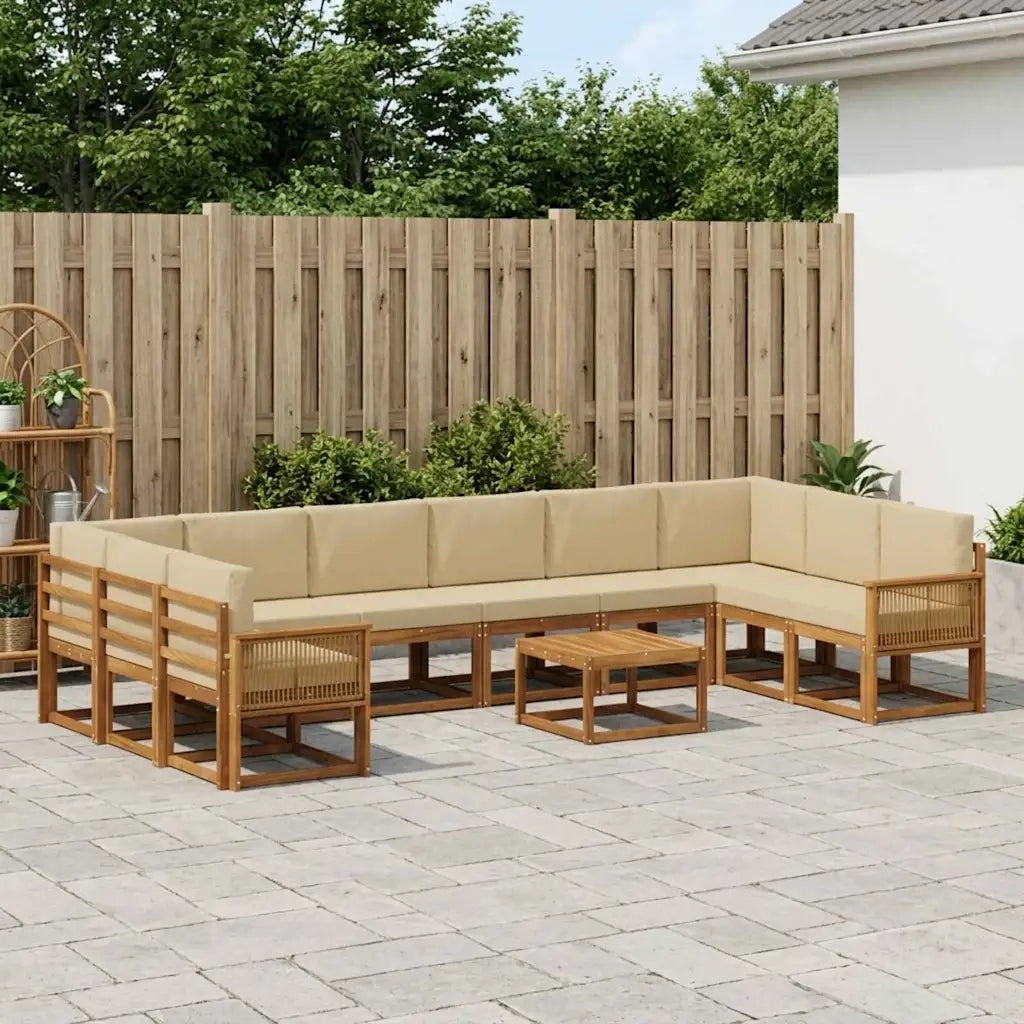 Set di divani da esterno con cuscino 11 pcs Naturale e Beige 3385599