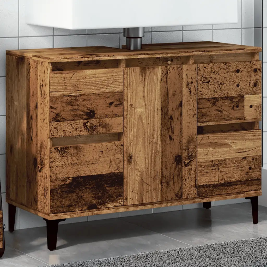 Mobile Lavabo Legno Antico 80x33x60 cm in Legno Multistrato 857129
