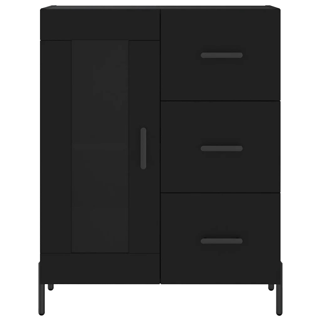 Credenza-Buffet-Armadio da cucina Nera 69,5x34x180 cm in Legno Multistrato 549255