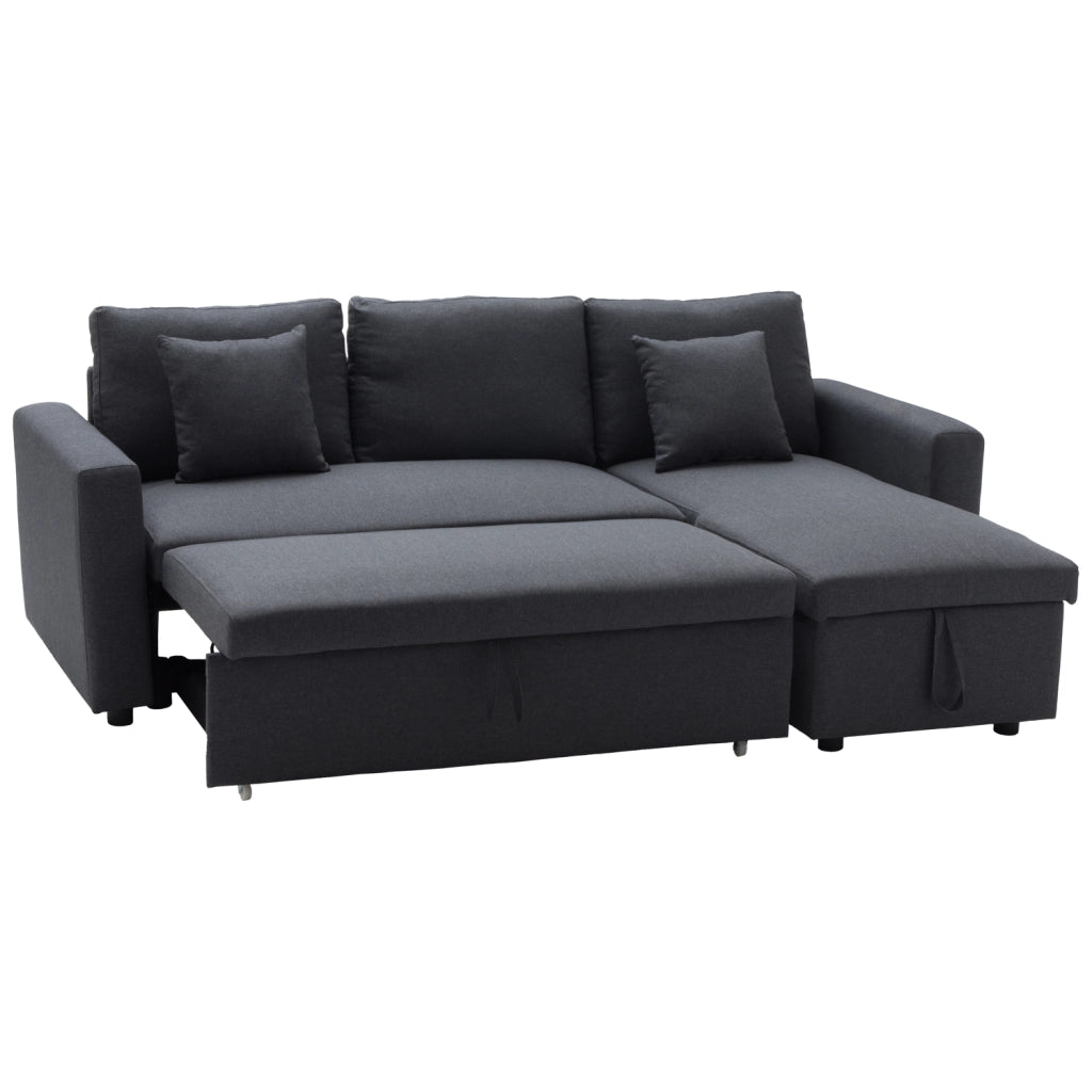 CLARKDivano letto angolare a 3 posti grigio screziato