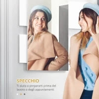 Set Mobili da Ingresso con Specchio 40x70cm e Cassetto in Legno con Fissaggio a Muro