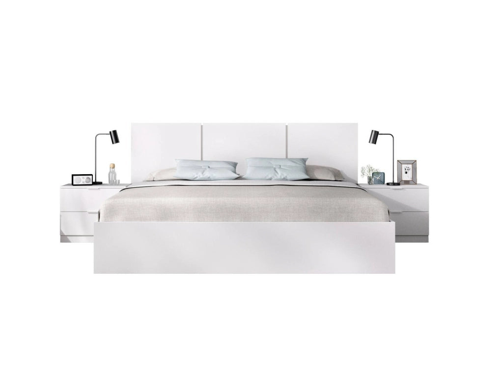 Letto matrimoniale Marika, Sommier per camera da letto, Giroletto per stanza, Struttura porta materasso, 267x205 h96 cm, Bianco