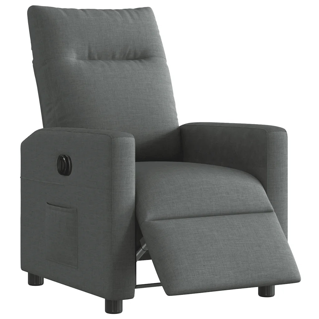 Poltrona | Sedia Relax Elettrica Reclinabile Grigio Scuro in Tessuto