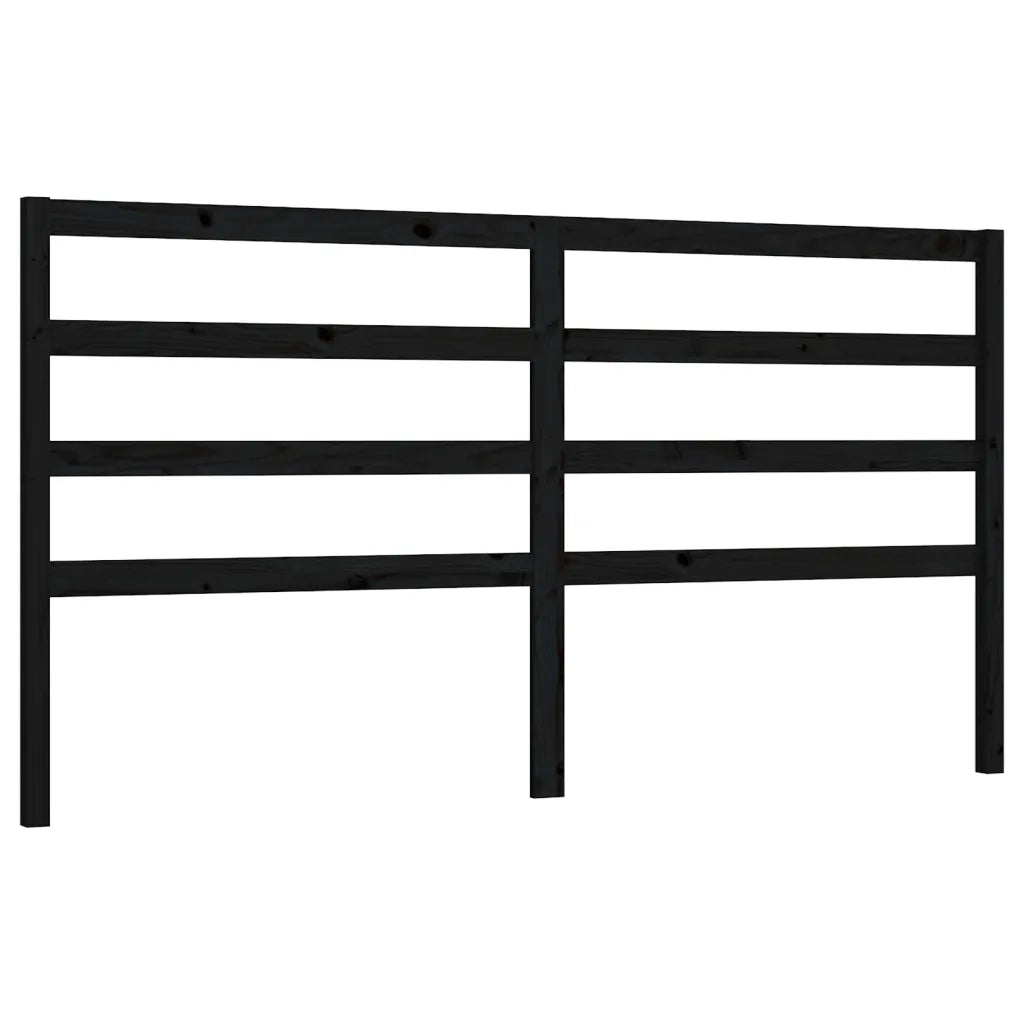 Testiera per Letto-Testata-Testiera Decorativa Nera 206x4x100 cm in Legno Massello di Pino 663526