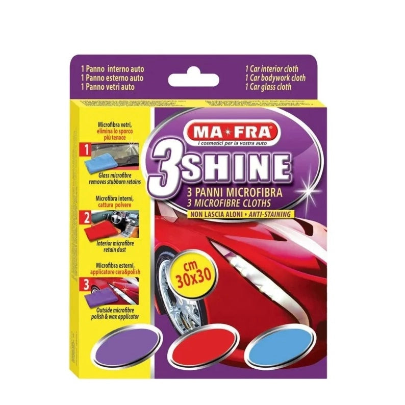 Ma-Fra SET 3 PANNI TRISHINE 30X30CM IN MICORFIBRA PER INT
