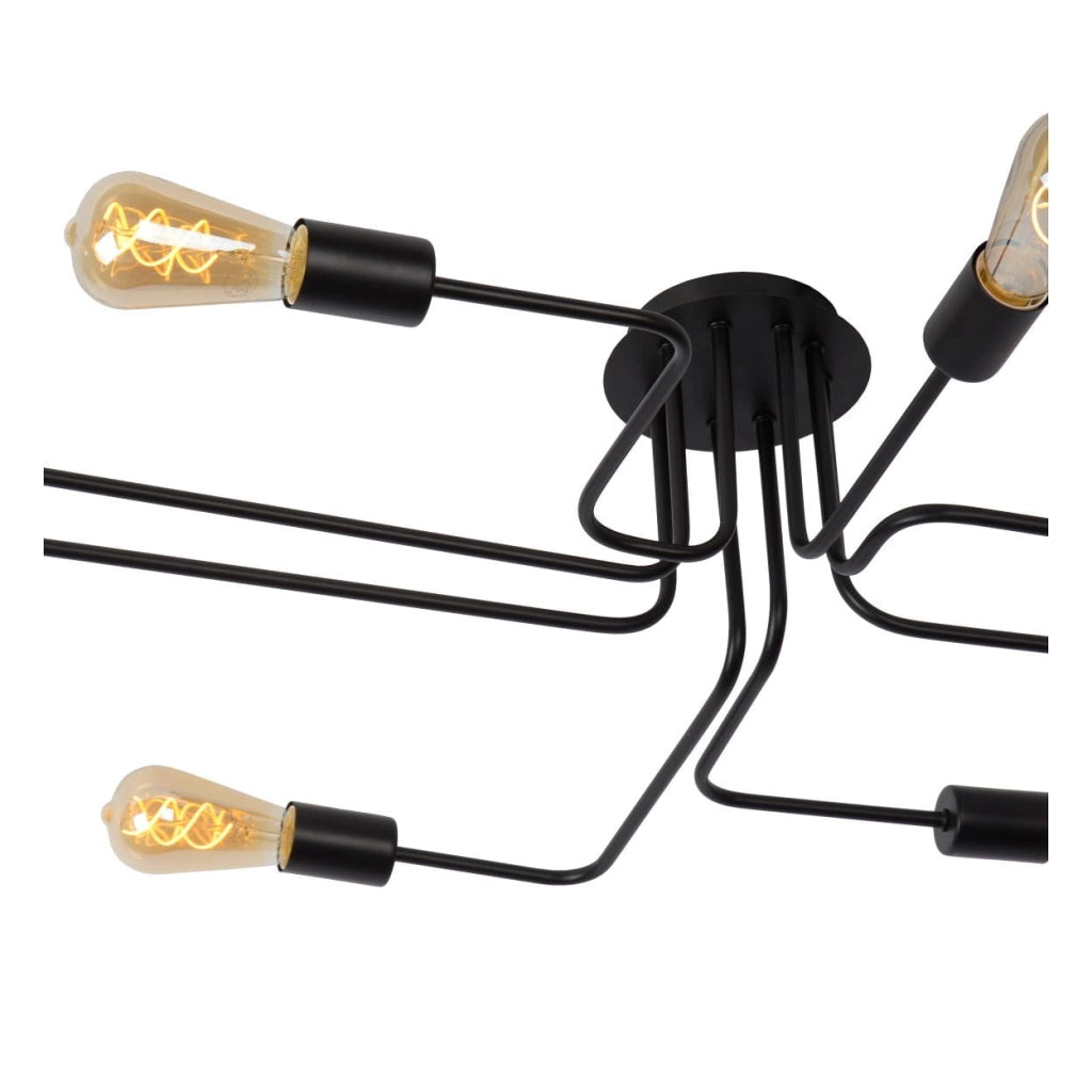 Lampadario Lucide Lester nero 8xE27 dimmerabile metallo