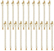 Kit di riduzione catenelle 20 pezzi - Acciaio inossidabile - Giallo dorato - Chiusura granchio - Forma goccia - Adatto per gioielli