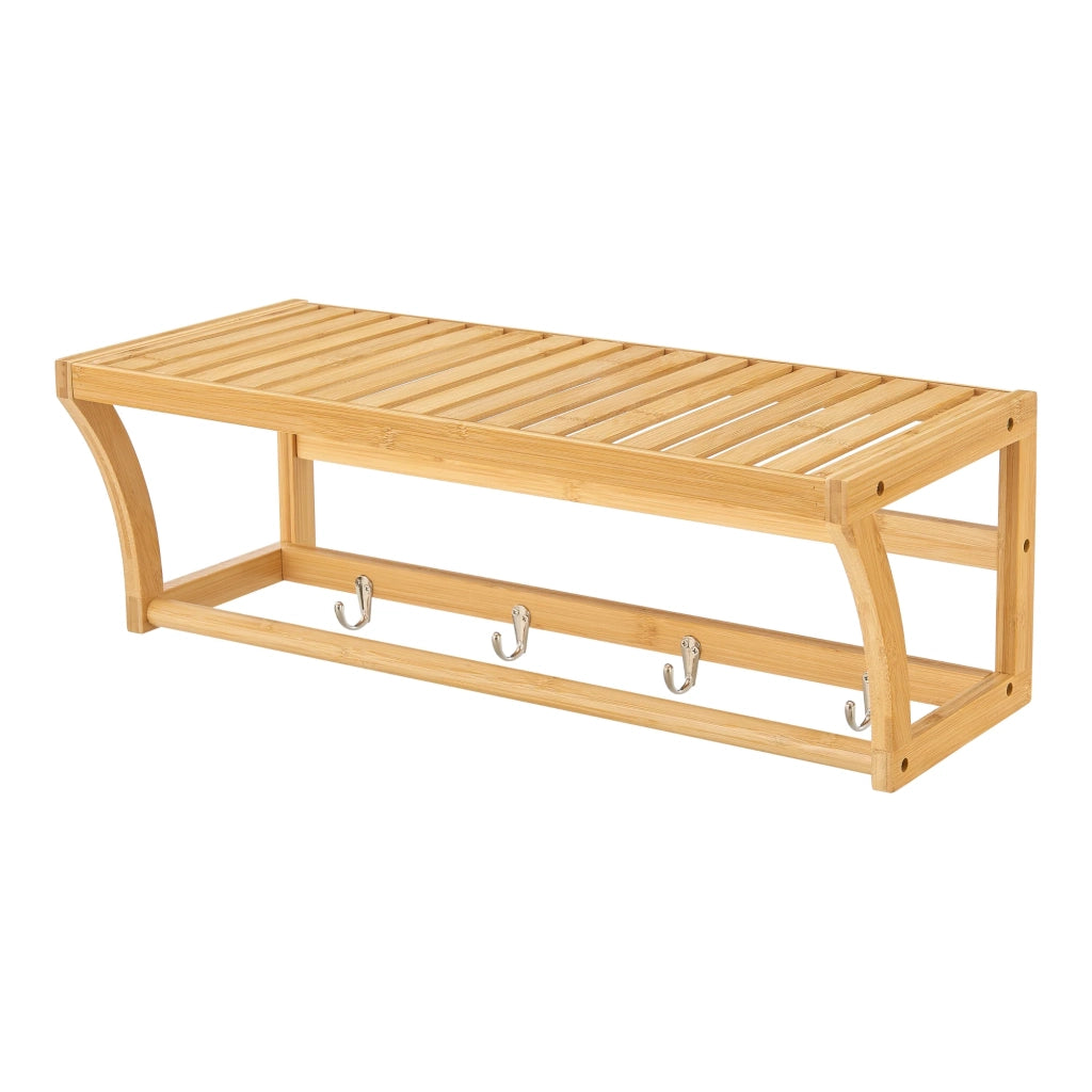 Mensola da parete in bambù Langeland con ganci 20,5 x 59,5 x 25,5 cm naturale 03_0007009