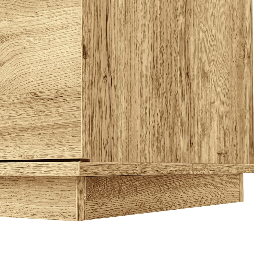 Mobile TV 200x45x45 cm con 3 vani aperti e 3 ante; pannello truciolare nero; grigio e naturale