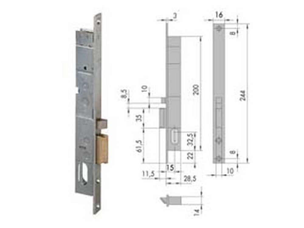 1pz elettroserratura da infilare per montanti 14020 - mm.15 dx (14020151) cod:ferx.fer65283
