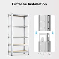 Scaffale per carichi pesanti zincato 154x75x30cm 875 kg Sistema a incastro Acciaio 5 ripiani