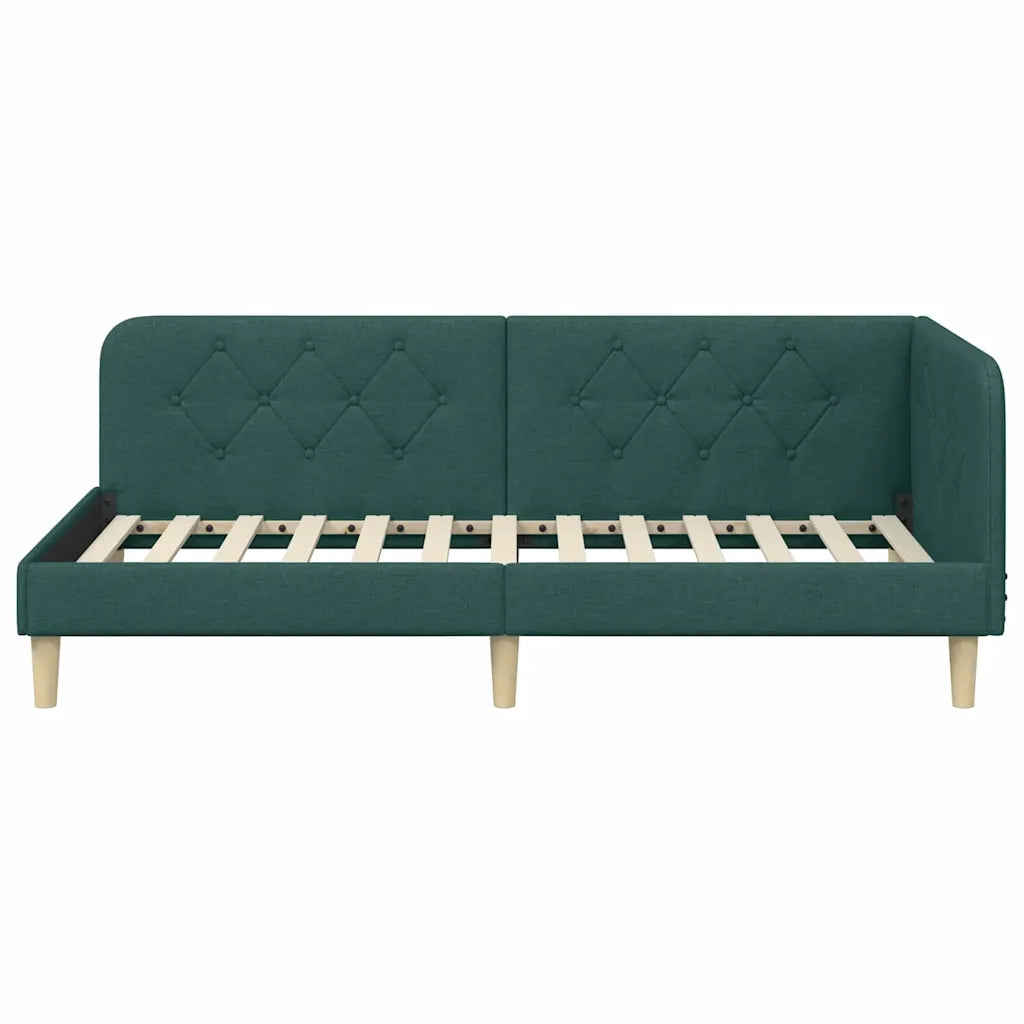 Cornice del letto ad angolo Verde Scuro 100 x 200 cm Tessuto 42016581