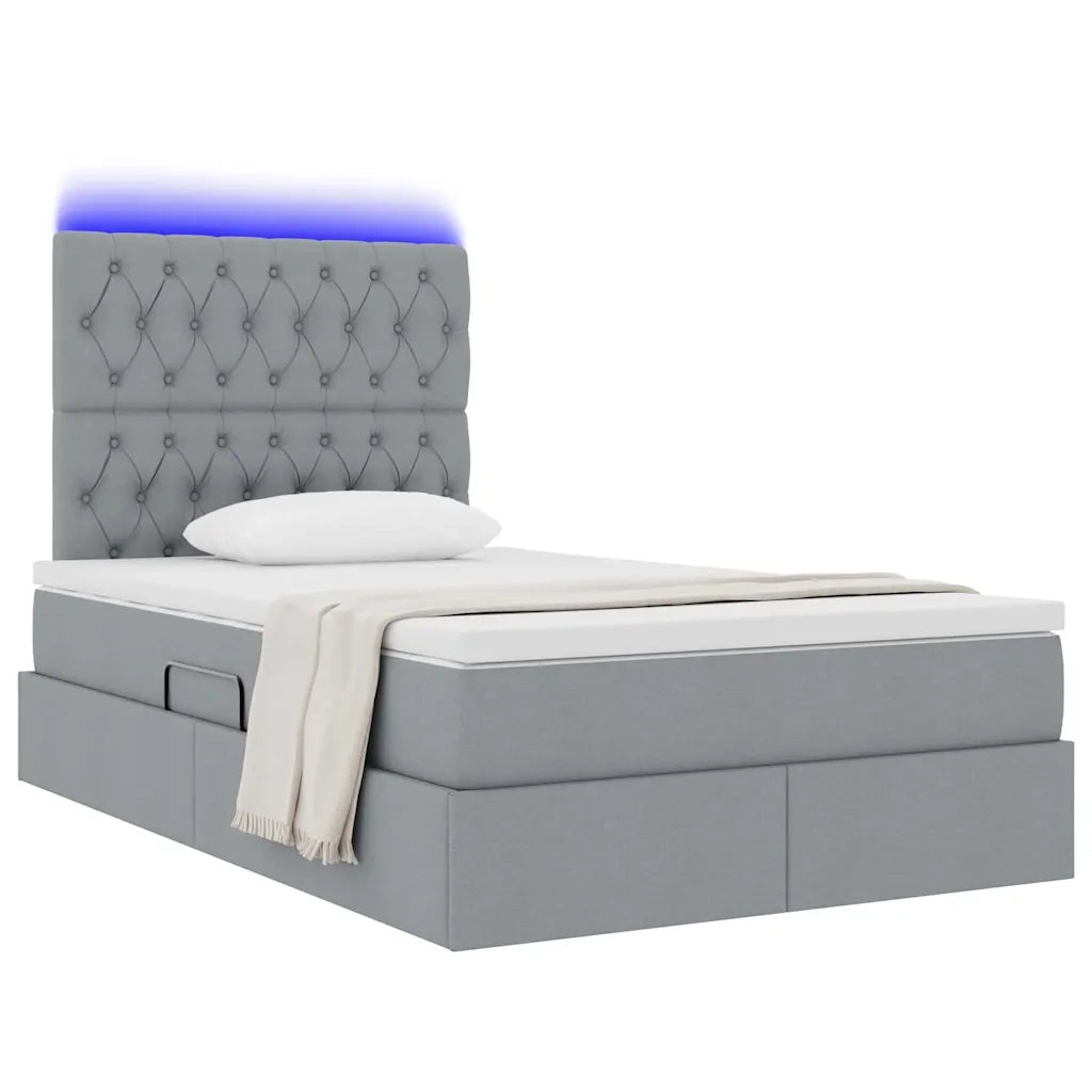 Letto con contenitore e LED con led Grigio chiaro 120 x 200 cm