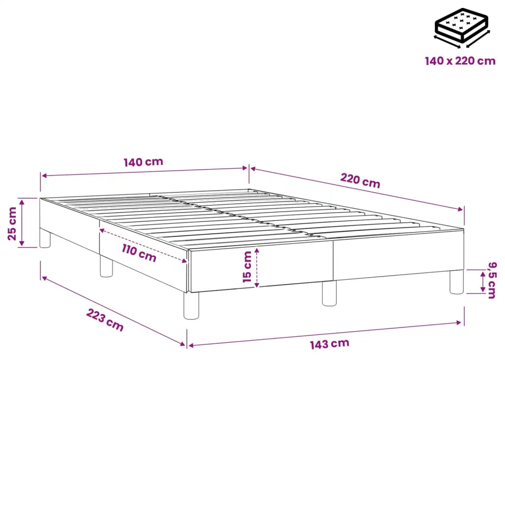 Letto a Molle senza Materasso Grigio Scuro 140x220 cm Velluto 3315874