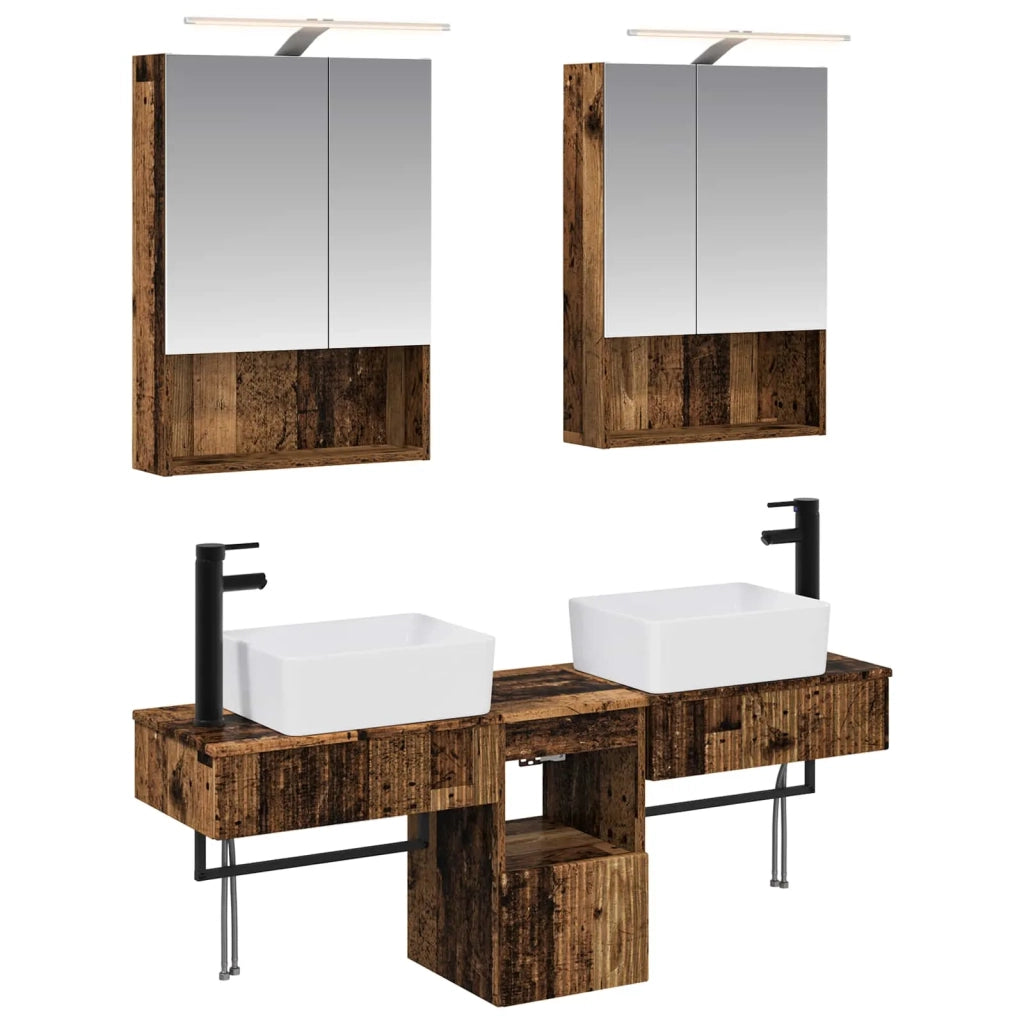Set di Armadi da Bagno 5 pcs Legno antico 50 x 14,5 x 70 cm 3406325