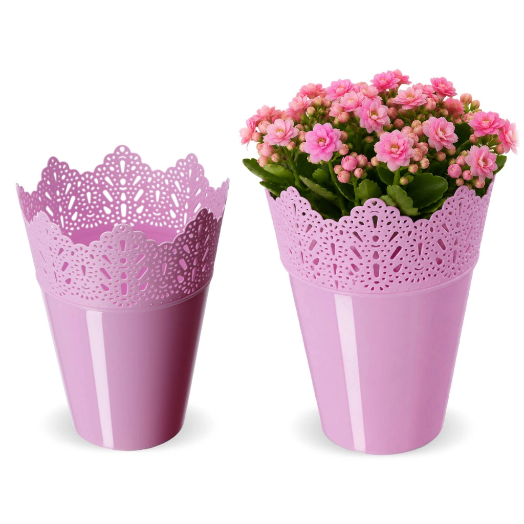 Vaso da fiori KADAX, vaso da fiori, coperchio, alto, in plastica, 12 cm, rosa